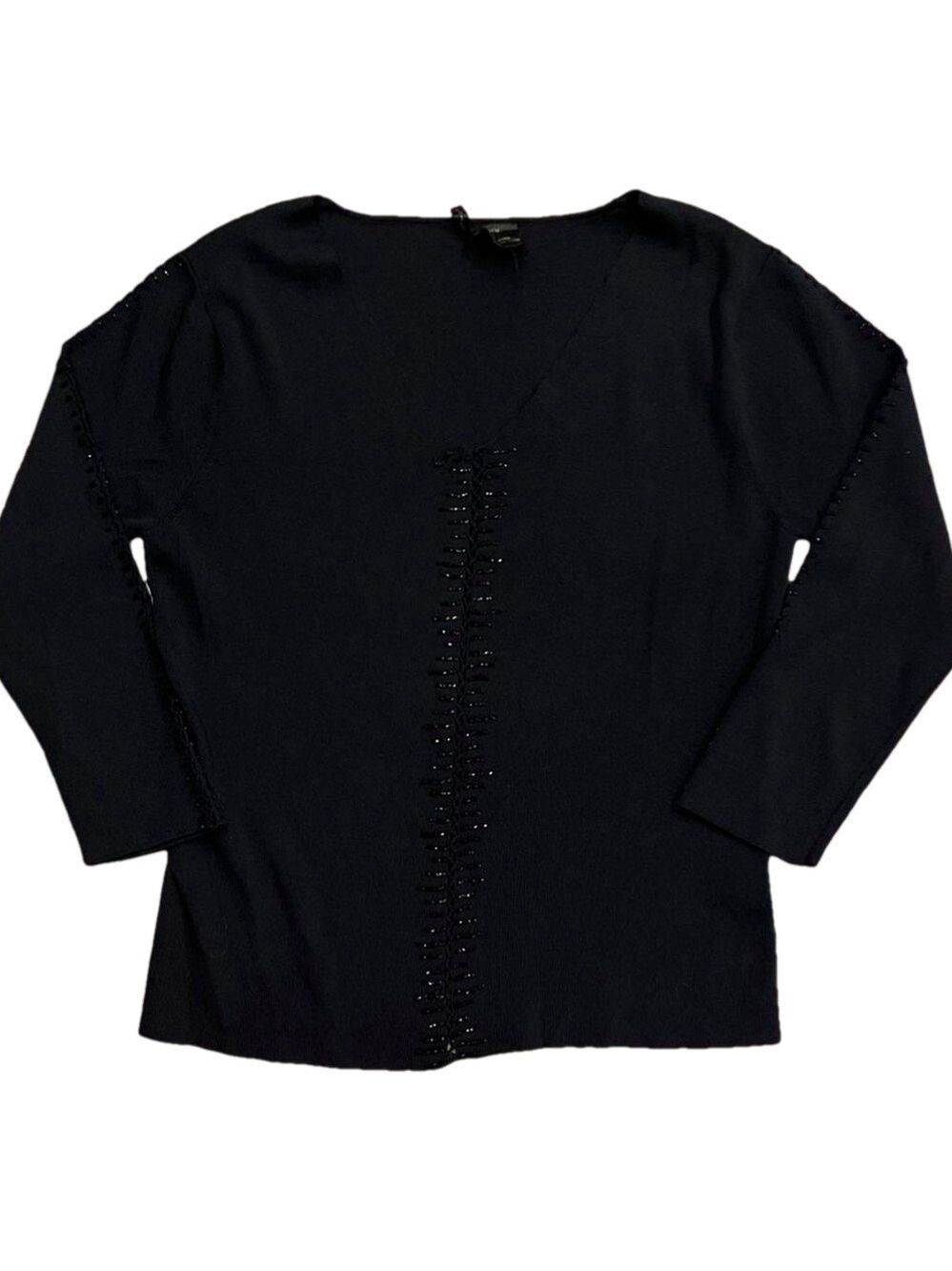 Etoile M black long sleeve beaded top